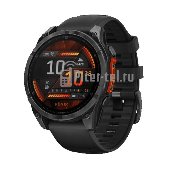 Умные часы Garmin Fenix 8 47mm Amoled Slate Carbon Grey с черным ремешком