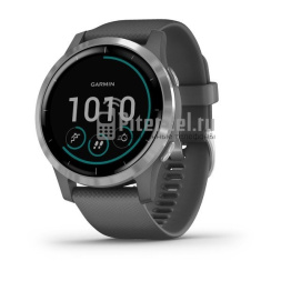 Умные часы Garmin VIVOACTIVE 4 серые с серебристым безелем