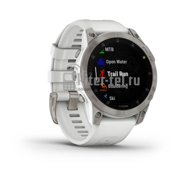 Умные часы Garmin EPIX (Gen 2) Sapphire, Титановый белый с белым ремешком
