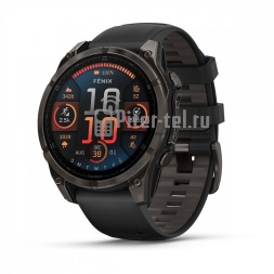 Умные часы Garmin Fenix 8 43mm Amoled Sapphire Carbon Grey DLC Титановый с черным ремешком