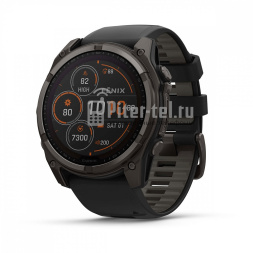 Умные часы Garmin Fenix 8 51mm Sapphire Solar Carbon Grey DLC Titanium с черным ремешком